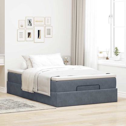 Pouf Letto con Materasso Grigio Scuro 120x190 cm Velluto