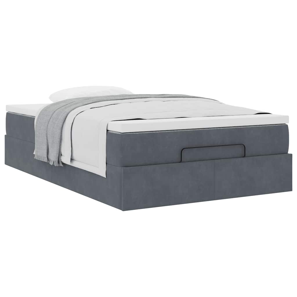 Pouf Letto con Materasso Grigio Scuro 120x190 cm Velluto