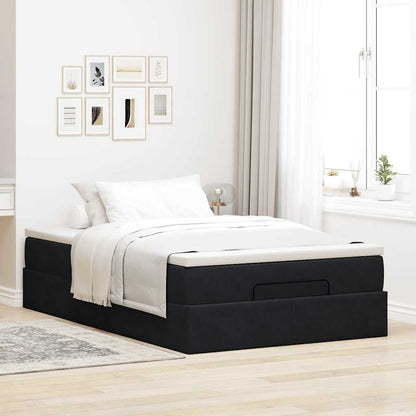 Pouf Letto con Materasso Nero 120x190 cm Velluto