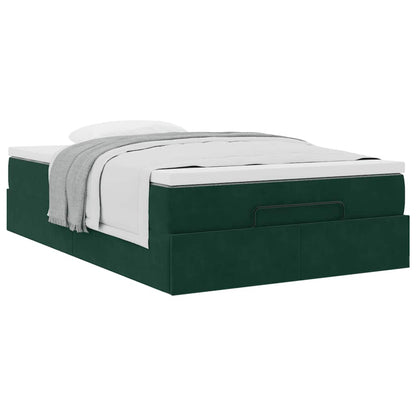 Pouf Letto con Materasso Verde Scuro 120x190 cm Velluto