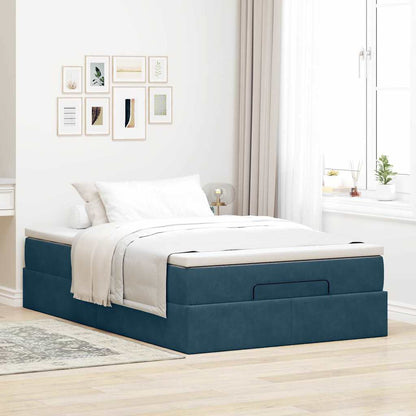 Pouf Letto con Materasso Blu Scuro 120x190 cm Velluto