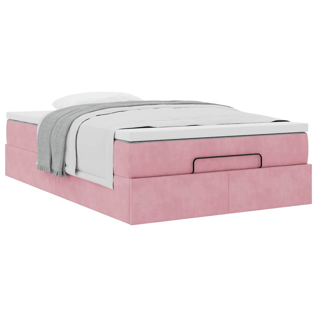 Pouf Letto con Materasso Rosa 120x190 cm Velluto