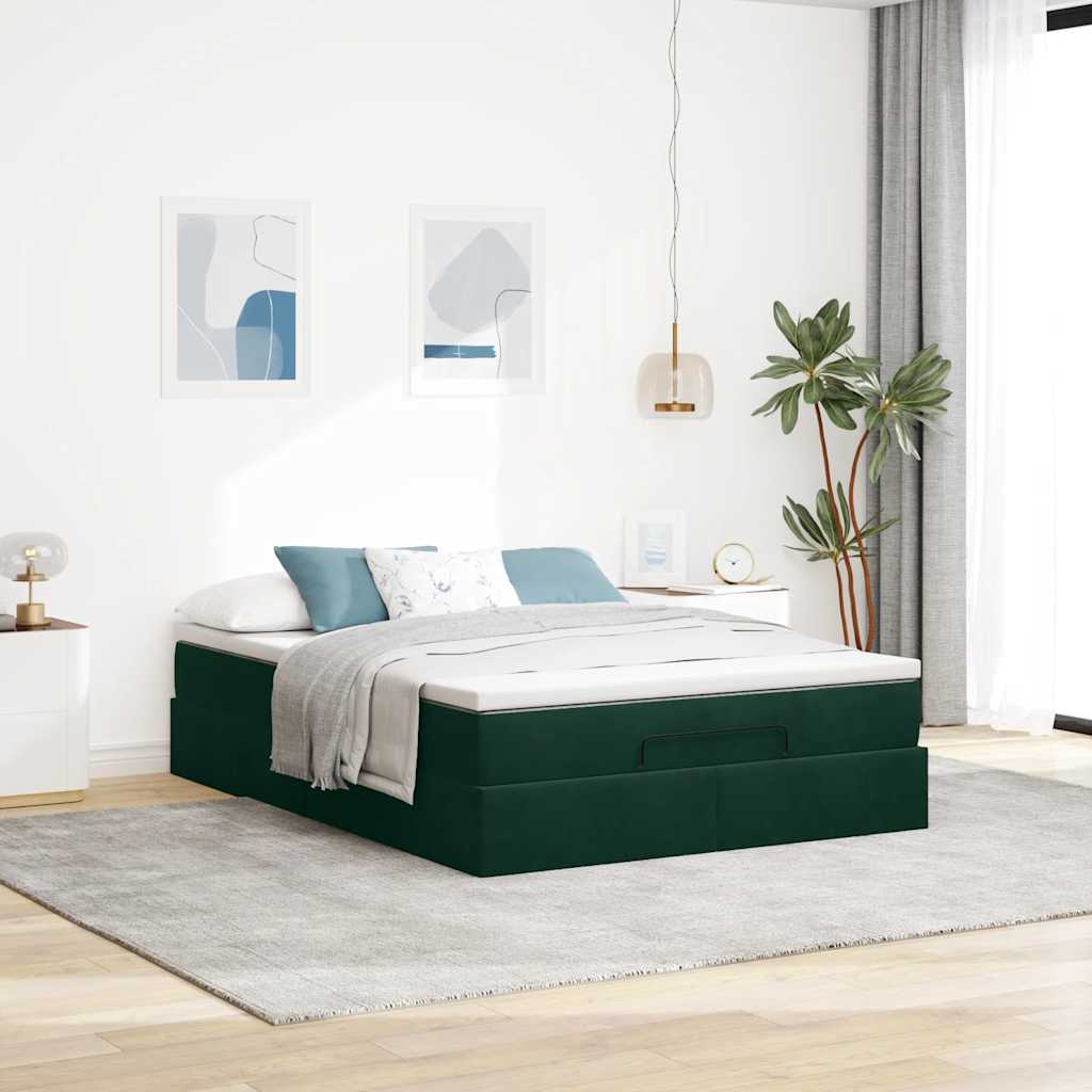Struttura Letto Pouf con Materasso 140x190 cm in Velluto
