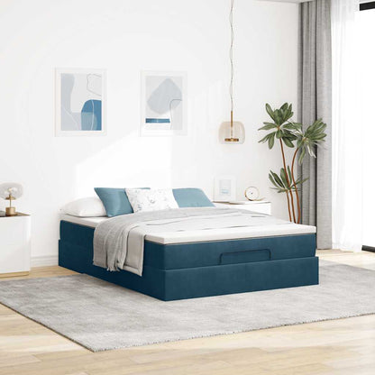 Struttura Letto Pouf con Materasso 140x190 cm in Velluto