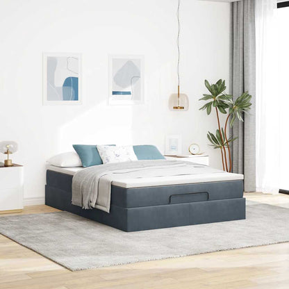 Struttura Letto Pouf con Materasso 140x200 cm in Velluto