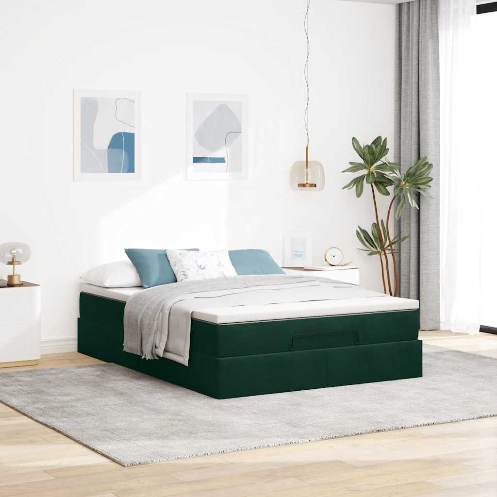 Struttura Letto Pouf con Materasso 140x200 cm in Velluto
