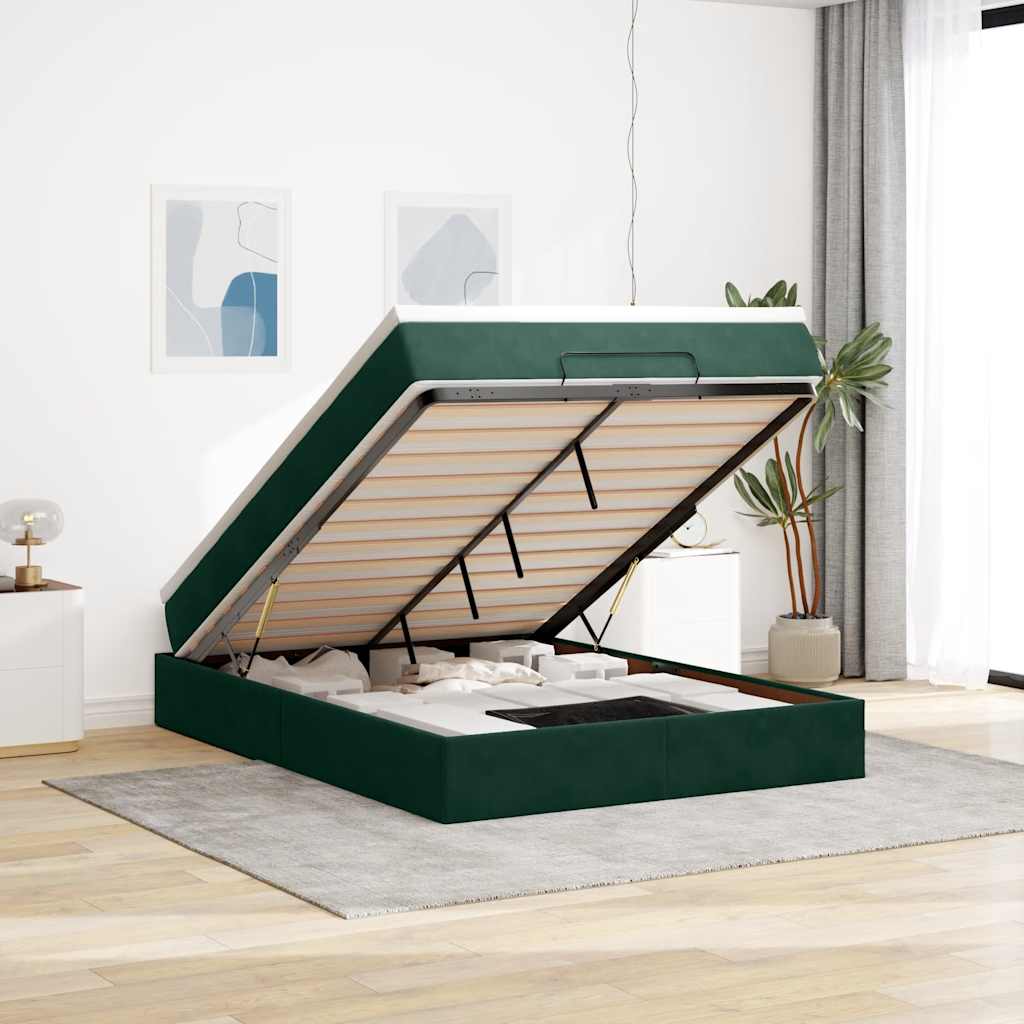 Struttura Letto Pouf con Materasso 140x200 cm in Velluto