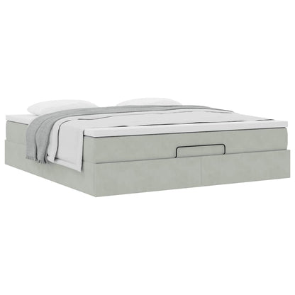 Struttura Letto Pouf con Materasso 160x200 cm in Velluto