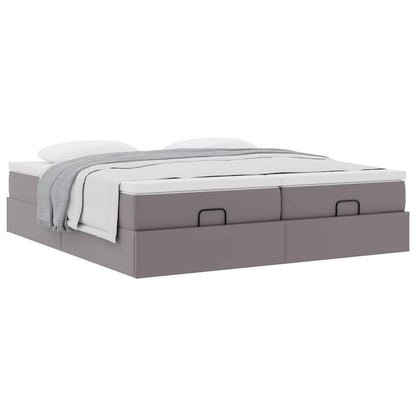 Struttura Letto Pouf con Materassi Grigio 200x200 cm Similpelle