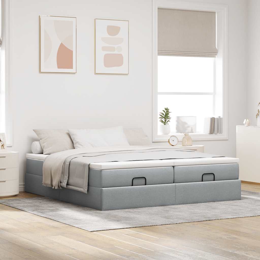 Struttura Letto Pouf con Materassi 160x200 cm in Tessuto