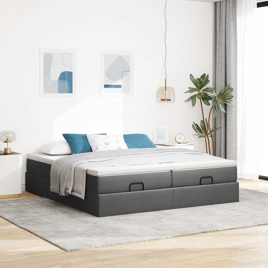 Struttura Letto Pouf con Materassi 160x200 cm in Tessuto