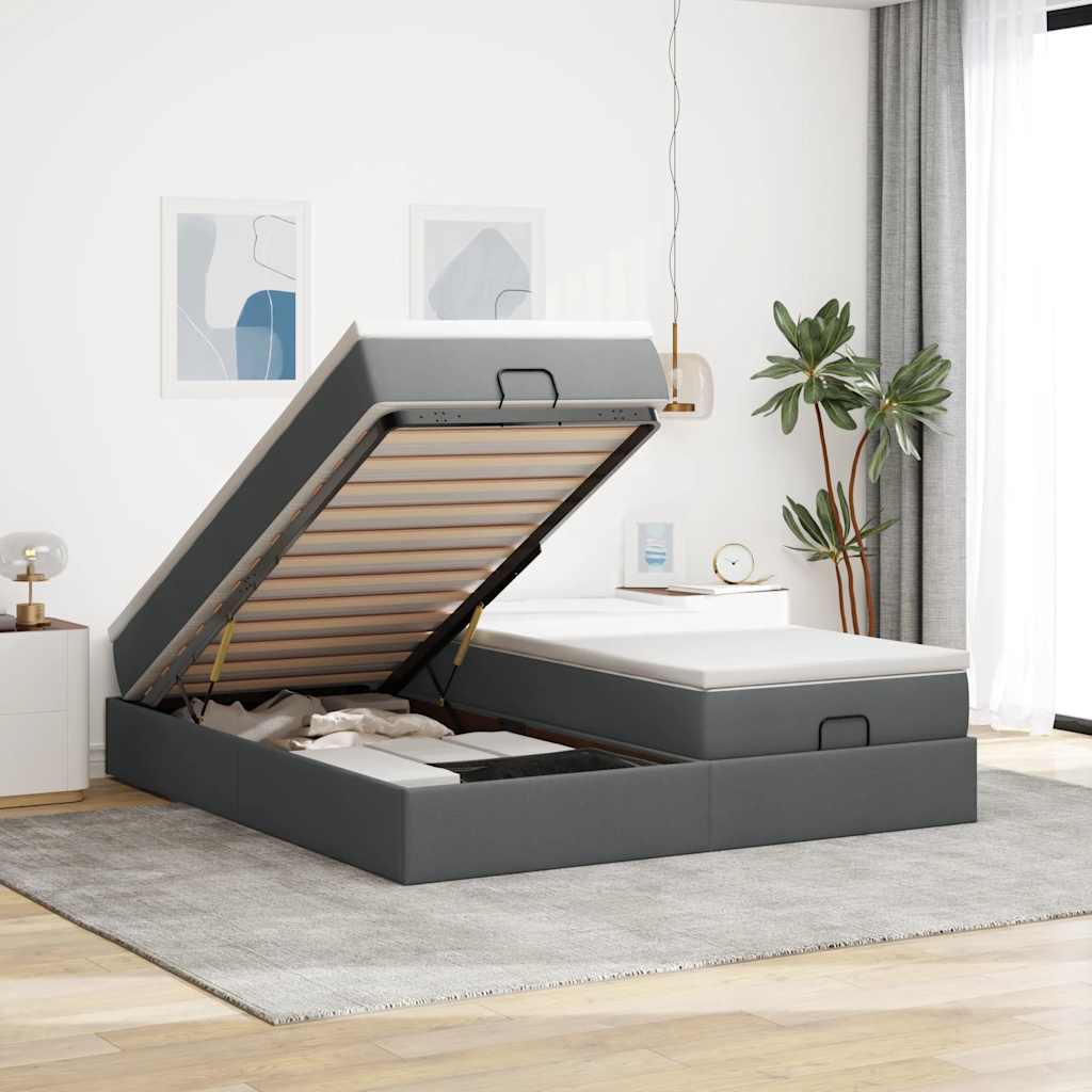 Struttura Letto Pouf con Materassi 180x200 cm in Tessuto