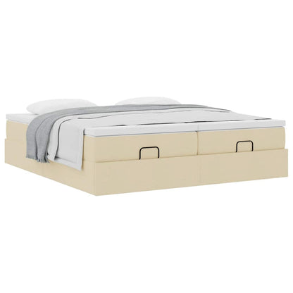 Struttura Letto Pouf con Materassi Crema 180x200 cm in Tessuto