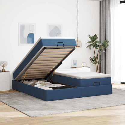 Struttura Letto Pouf con Materassi Blu 180x200cm in Tessuto