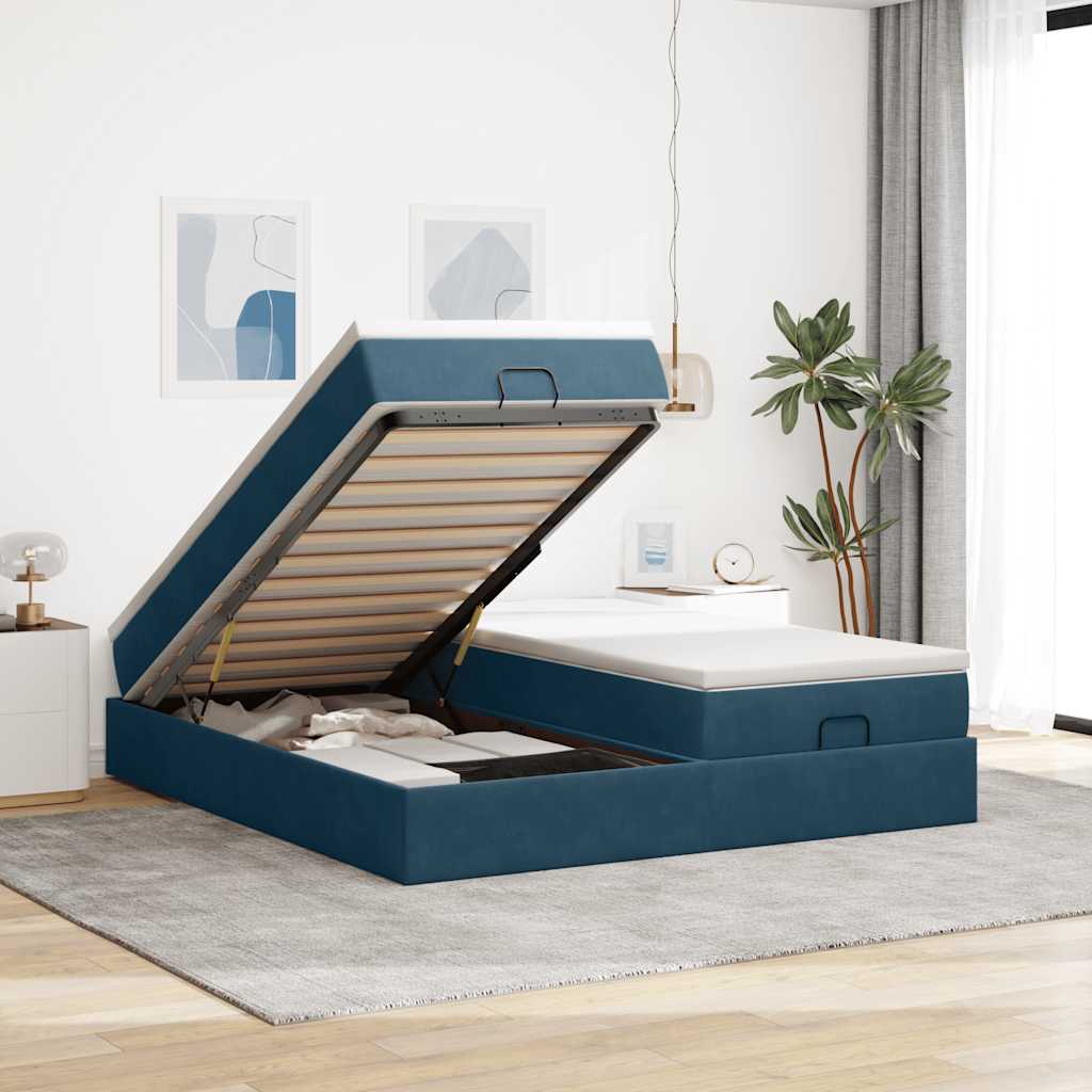 Struttura Letto Pouf con Materassi 160x200 cm Velluto