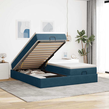 Struttura Letto Pouf con Materassi 160x200 cm Velluto