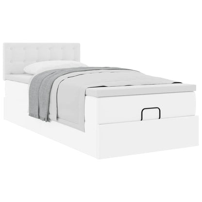Letto Pouf con Materasso Bianco 90x190 cm Similpelle