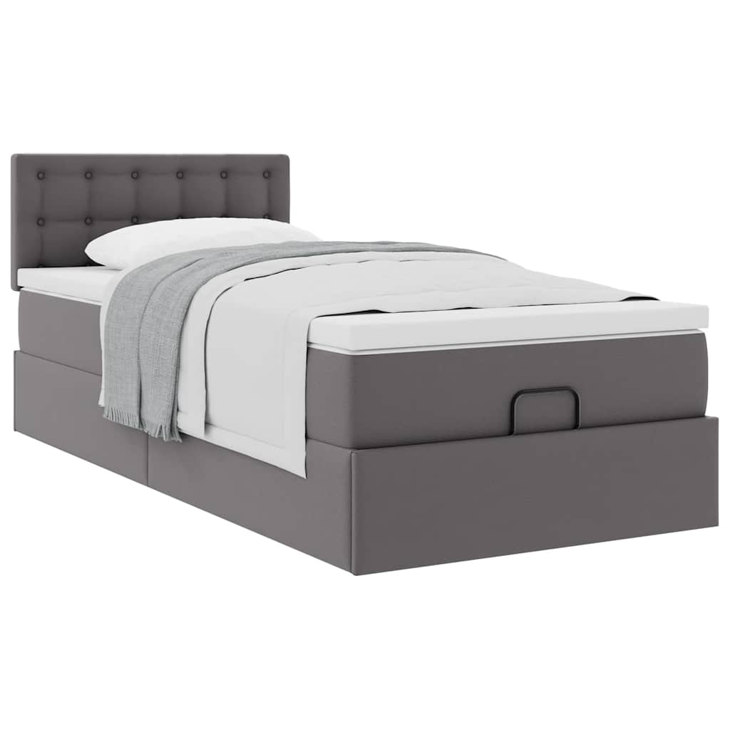 Letto Pouf con Materasso Grigio 100x200 cm Similpelle