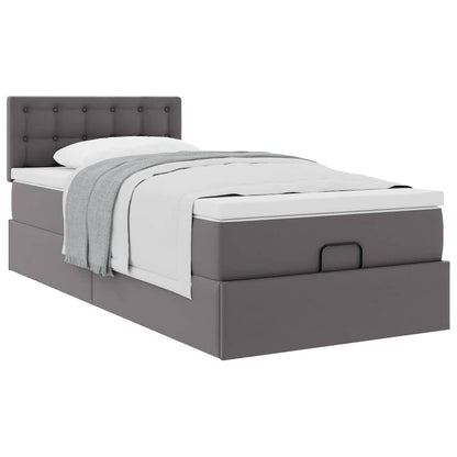 Letto Pouf con Materasso Grigio 100x200 cm Similpelle