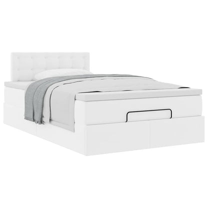Struttura Letto Pouf con Materasso Bianco 120x200 cm Similpelle