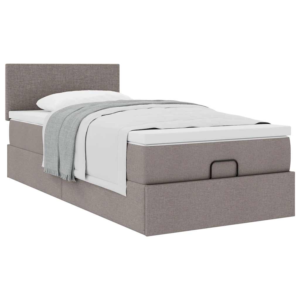 Struttura Letto Pouf con Materasso Tortora 80x200 cm in Tessuto