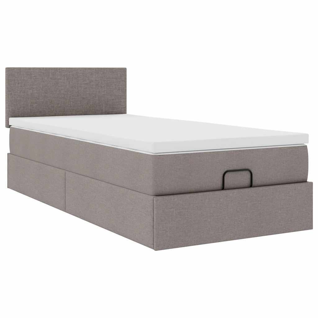 Struttura Letto Pouf con Materasso Tortora 90x190 cm in Tessuto