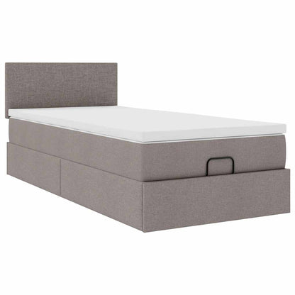 Struttura Letto Pouf con Materasso Tortora 90x190 cm in Tessuto
