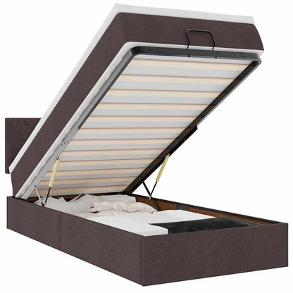 Pouf Letto con Materasso Marrone Scuro 90x200 cm in Tessuto