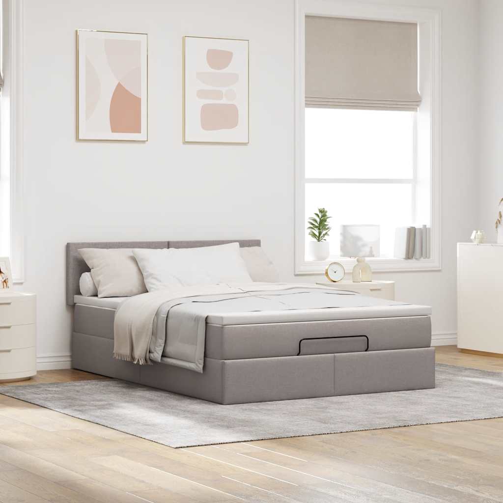 Pouf Letto con Materasso Tortora 140x190 cm in Tessuto