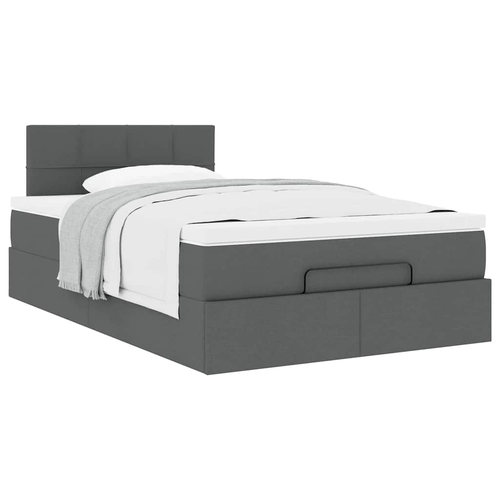 Pouf Letto con Materasso Grigio Scuro 120x200 cm in Tessuto