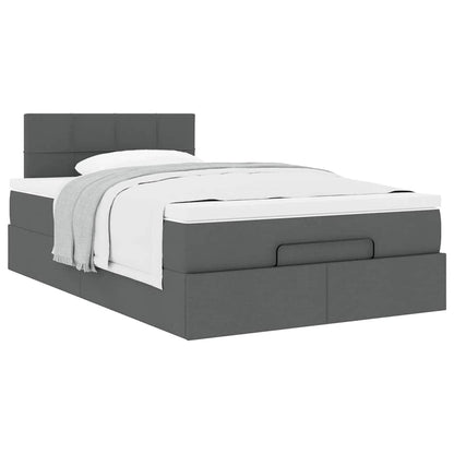 Pouf Letto con Materasso Grigio Scuro 120x200 cm in Tessuto