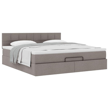 Struttura Letto Pouf con Materasso Tortora 160x200cm in Tessuto