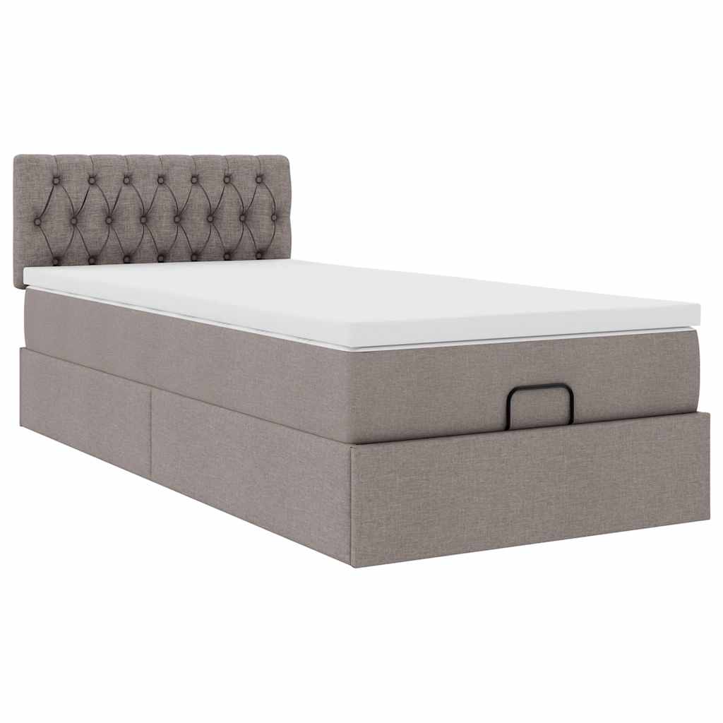 Struttura Letto Pouf con Materasso Tortora 80x200 cm in Tessuto