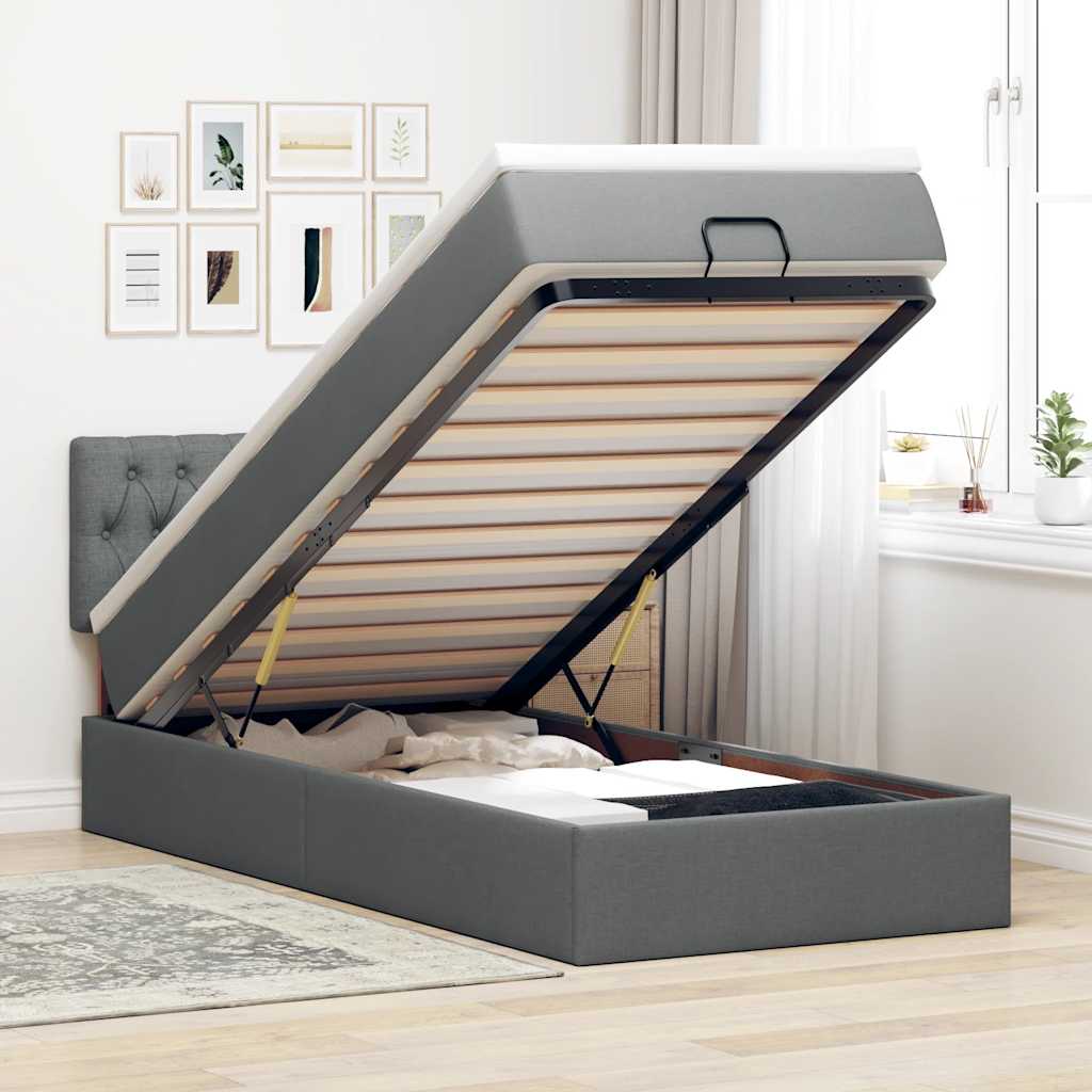 Struttura Letto Pouf con Materasso 90x190 cm in Tessuto