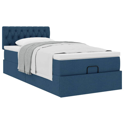 Pouf Letto con Materasso Blu 100x200 cm in Tessuto