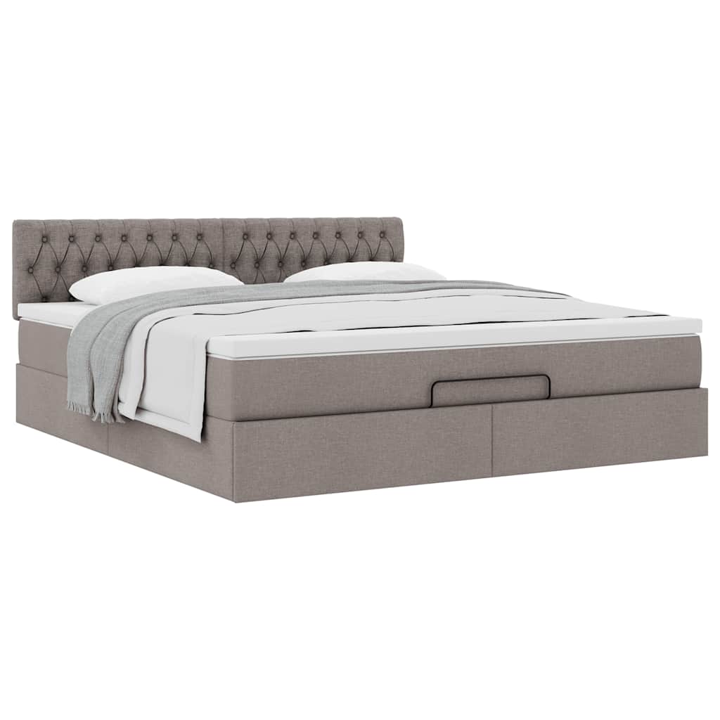 Struttura Letto Pouf con Materasso Tortora 160x200cm in Tessuto