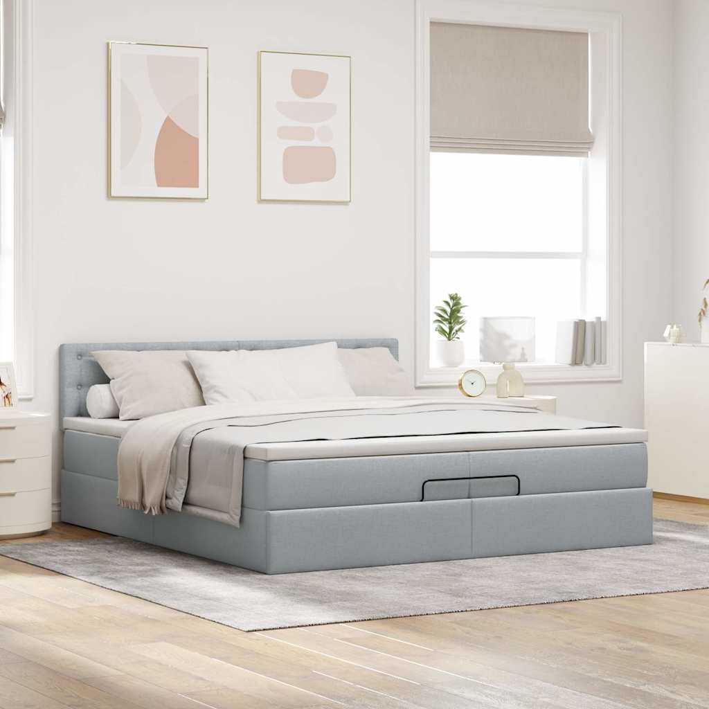 Struttura Letto Pouf con Materasso 200x200 cm in Tessuto