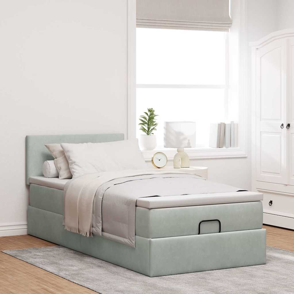 Struttura Letto Pouf con Materasso 100x200 cm Velluto
