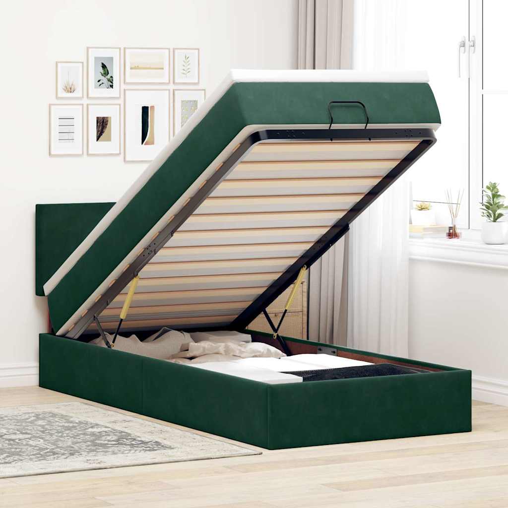 Struttura Letto Pouf con Materasso 100x200 cm Velluto