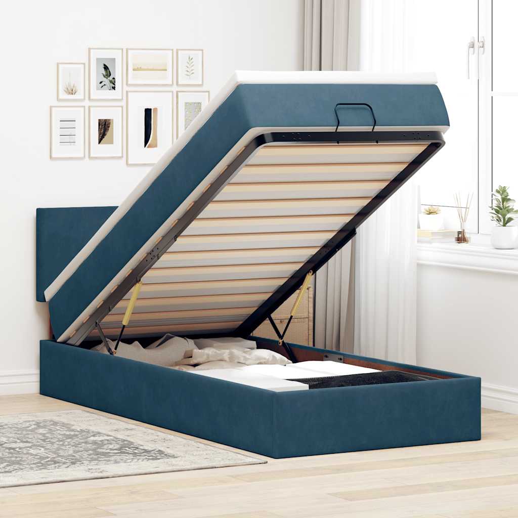 Struttura Letto Pouf con Materasso 100x200 cm Velluto