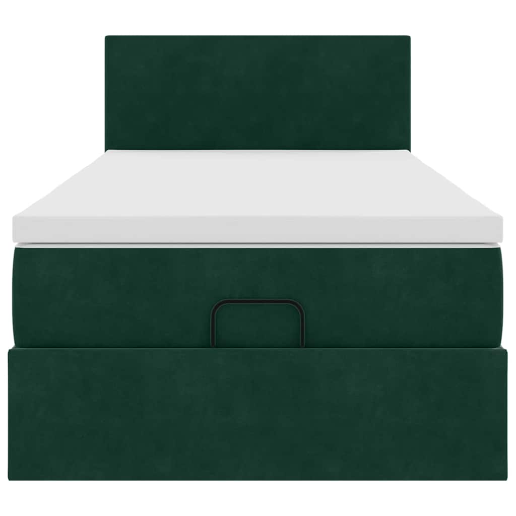 Pouf Letto con Materasso Verde Scuro 120x190 cm Velluto