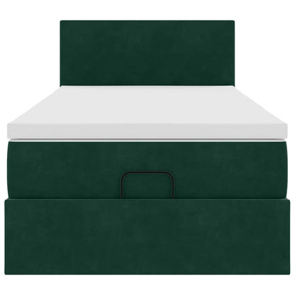 Pouf Letto con Materasso Verde Scuro 120x190 cm Velluto