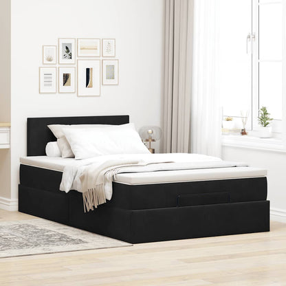 Struttura Letto Pouf con Materasso Nero 120x200 cm Velluto