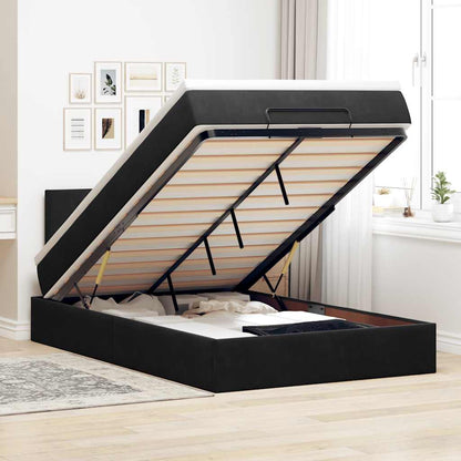 Struttura Letto Pouf con Materasso Nero 120x200 cm Velluto