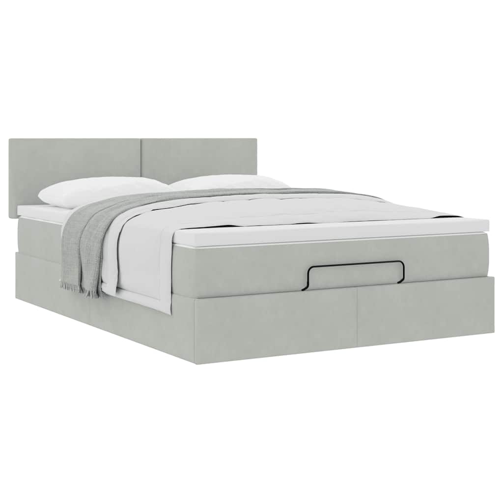 Struttura Letto Pouf con Materasso 140x190 cm Velluto