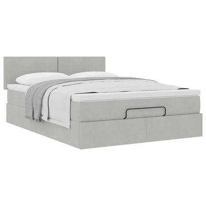 Struttura Letto Pouf con Materasso 140x190 cm Velluto