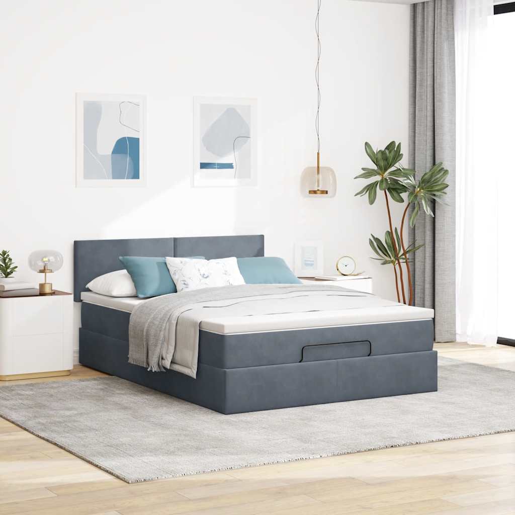 Struttura Letto Pouf con Materasso 140x200 cm in Velluto