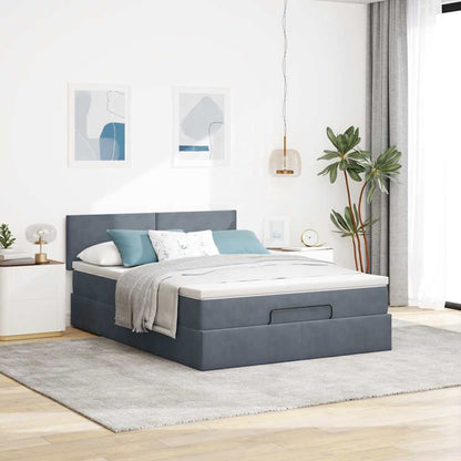 Struttura Letto Pouf con Materasso 140x200 cm in Velluto