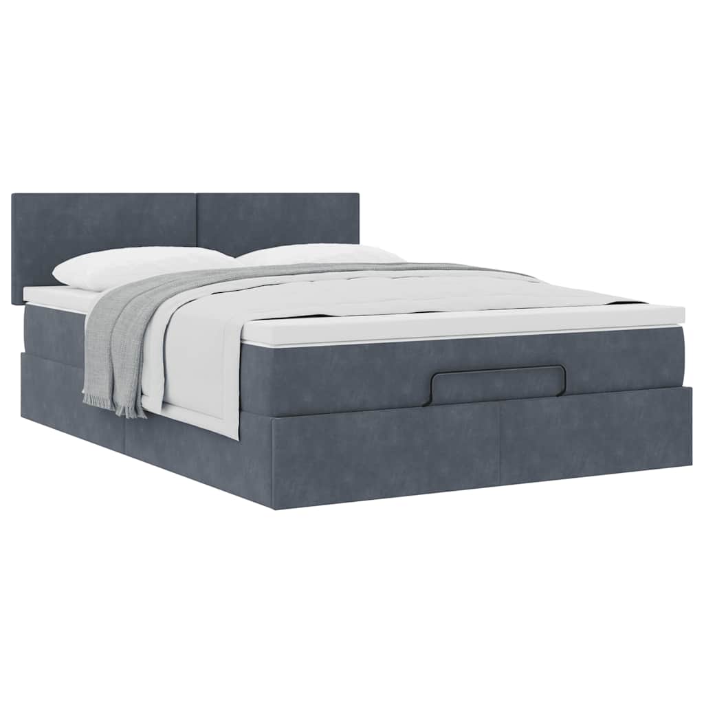 Struttura Letto Pouf con Materasso 140x200 cm in Velluto