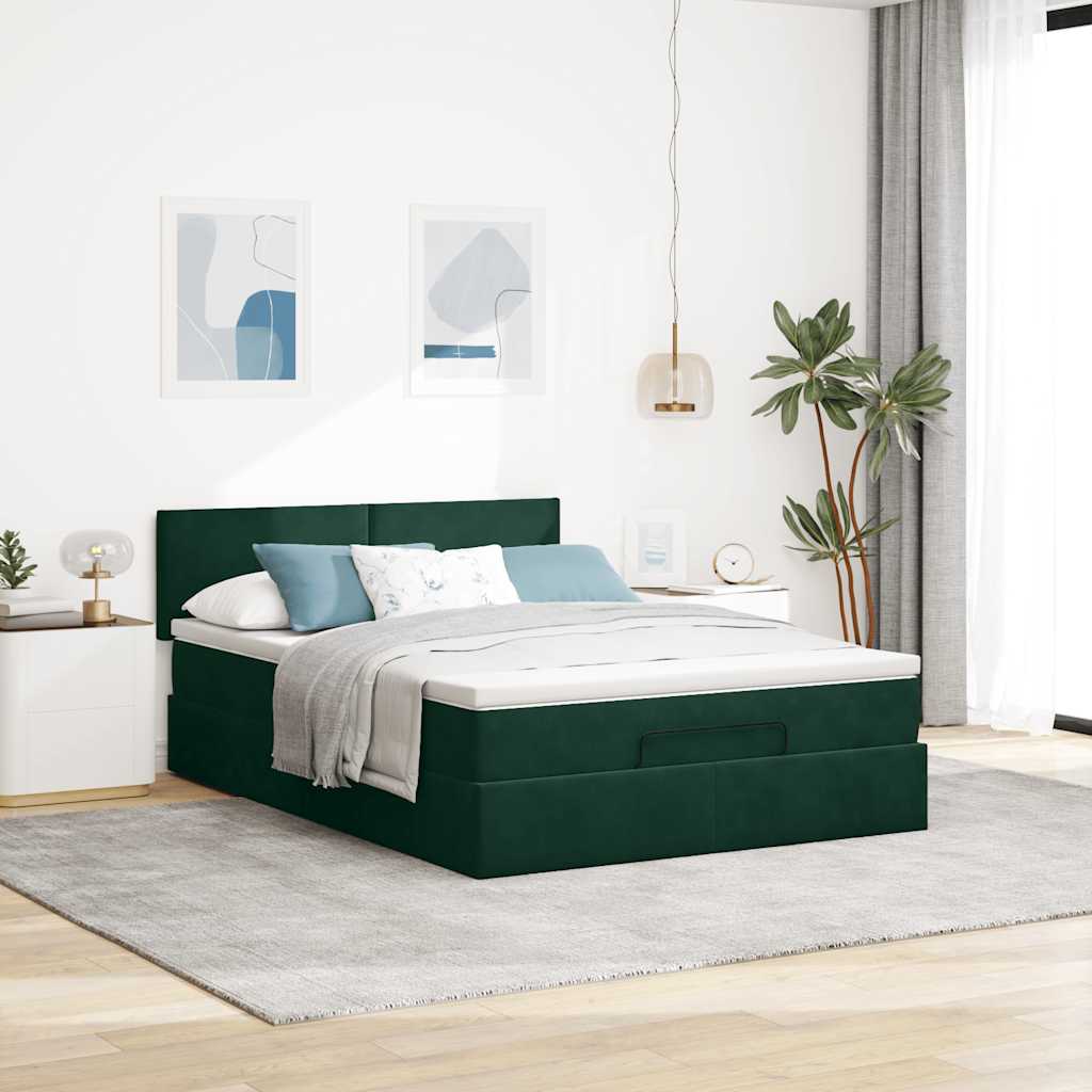 Struttura Letto Pouf con Materasso 140x200 cm in Velluto